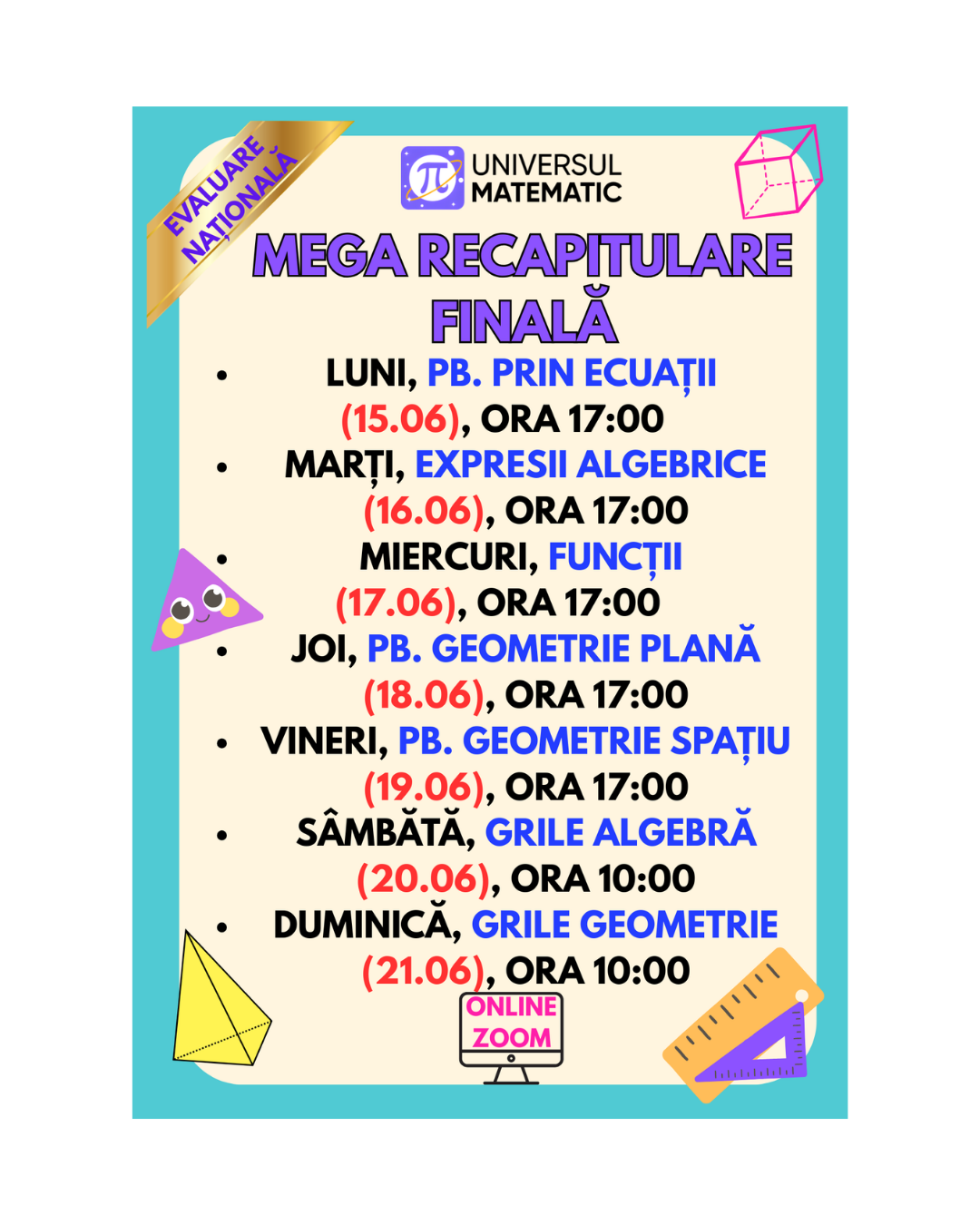 MEGA RECAPITULARE FINALĂ-EVALUARE NAȚIONALĂ