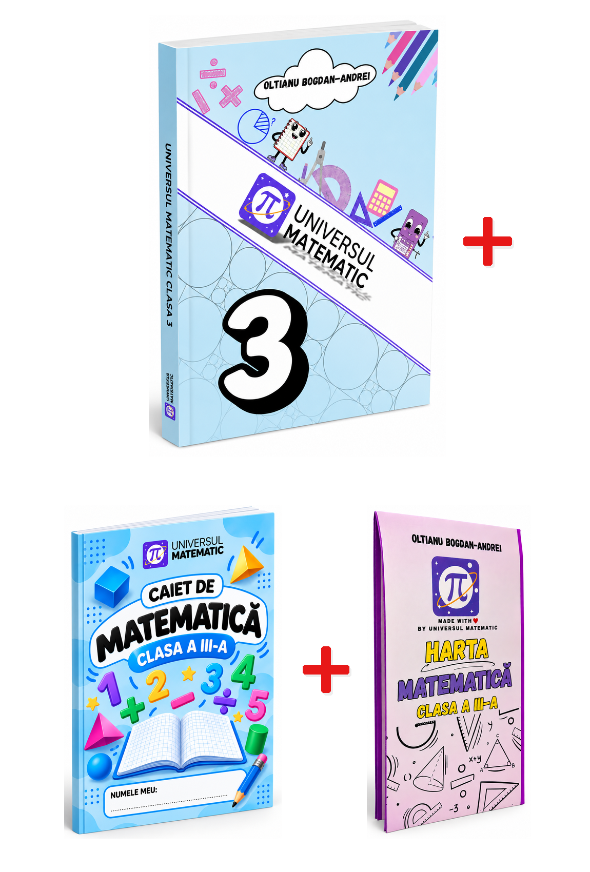 PACHET MATEMATICĂ CLASA a III-a – Carte + Hartă Matematică (anexă) + Caiet cu Memorator Cadou