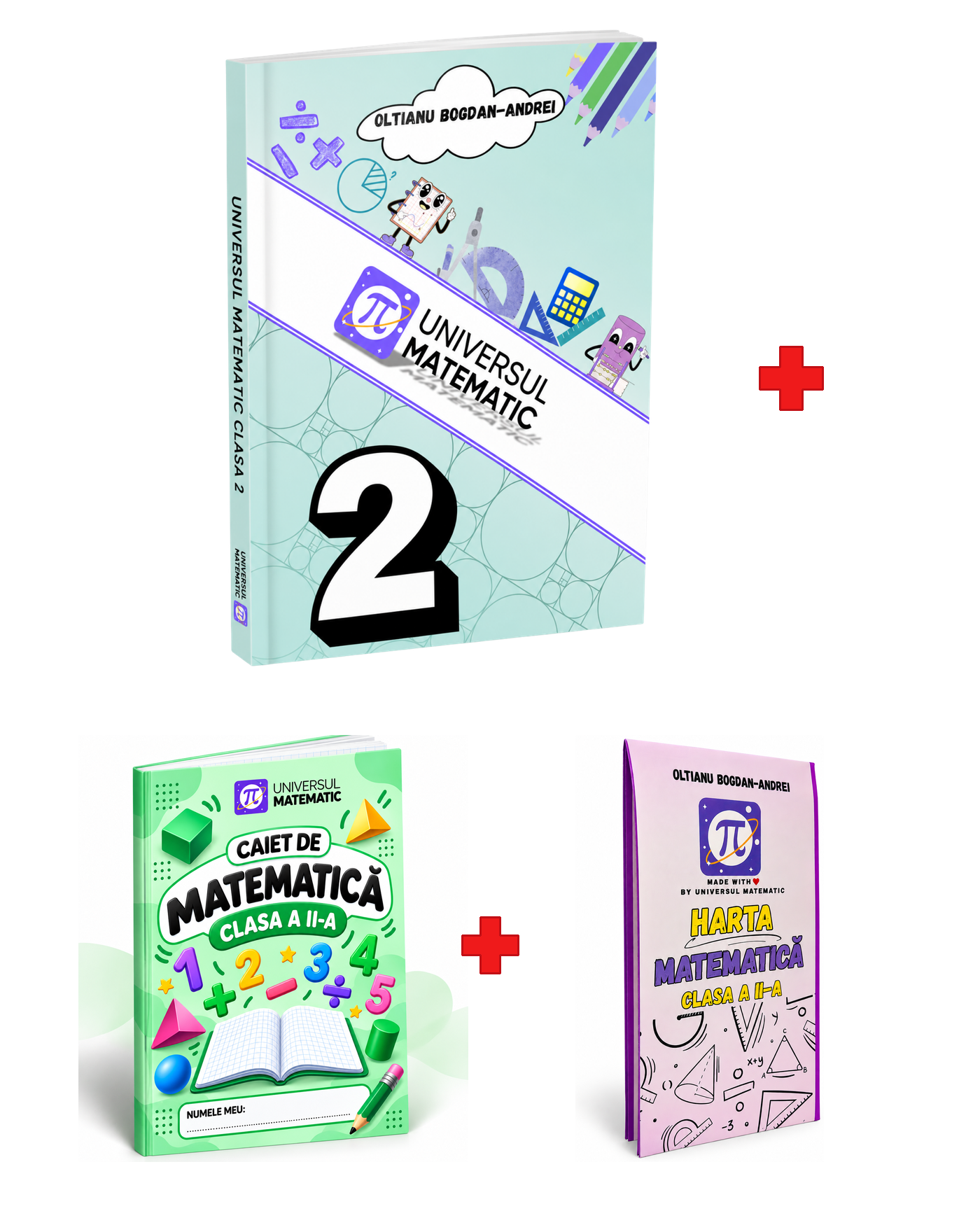 PACHET MATEMATICĂ CLASA a II-a – Carte + Hartă Matematică (anexă) + Caiet cu Memorator Cadou